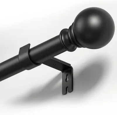 Produktbild von Gardinenstange ausziehbar 66-261 cm, Durchmesser 25 mm, schwarz, für Schlafzimmer