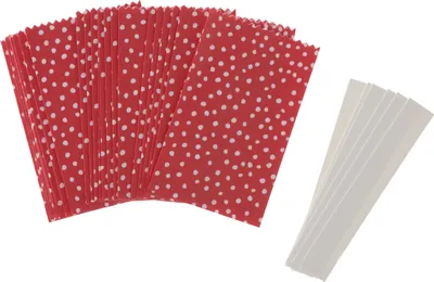 Produktbild von Papiertüten Sterne-Set, klein, Punkte Rot