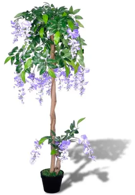 Produktbild von Künstlicher Blauregen - Kunstbaum 120 cm mit Topf - PVC Zimmerpflanze - Deko für Zuhause und Eingangsbereich - Armeegrün