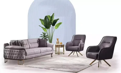 Produktbild von Design sessel polsterung wohnzimmer holz moderner Luxus braune Lounge