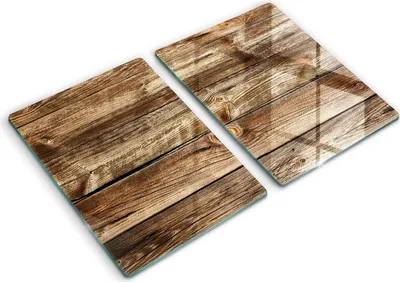 Produktbild von Glasschneideplatte - Herdabdeckplatte - 2x40x52 cm -Schneidebrett - Spritzschutz - Holzstrukturplatten