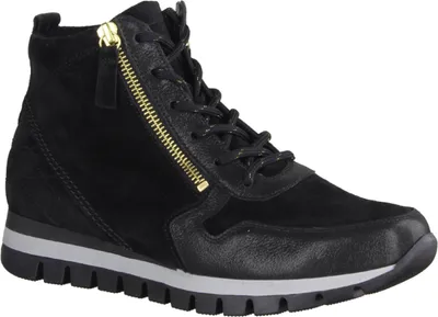 Productafbeelding van Gabor Comfort 56455-87: Damesboots, leer, zwart, met warme voering, uitneembaar voetbed. Dameschoenen: Comfortabele laarzen/enkelboots, zwart, leer (dreamvelour/glamour)