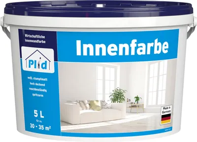 Produktbild von Plid farba do wnętrz 5l farba ścienna / farba sufitowa profesjonalna farba o niskim rozprysku i wysokim kryciu