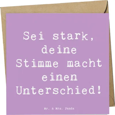 Produktbild von Mr. & Mrs. Panda Klappkarte Spruch Deine Stimme zählt - Lavendeltraum - Geschenk, Trost, Mut, Glückwunschkarte, anlasskarte, Vertrauem, Grußkarte, Zuversicht, doppelkarte