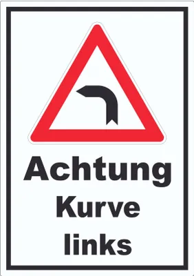 Produktbild von Aufkleber Achtung Kurve links A4 (210x297mm)