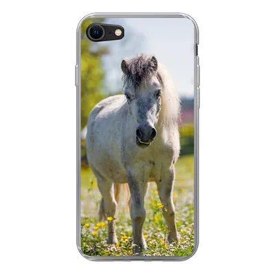 Produktbild von MuchoWow® Handyhülle Schutzhülle Hülle für iPhone SE 2020 Pferd - Blumen - Licht Silikon Softcase Handy Hülle - Kartenbesitzer