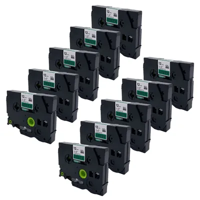 Produktbild von DULA Etikettenband - Kompatibel mit Brother P-Touch Tze-731 - 10 Stück - Schwarz auf grün - 12mm x 8m