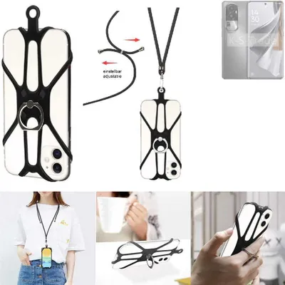 Produktbild von K-S-Trade 3in1 Handykette Handyband Handykordel Halsband Smartphone-Ring Handy-Ring kompatibel mit Oppo Reno10 Pro Fingerhalterung Handyring