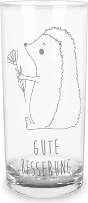 Produktbild von Mr. & Mrs. Panda Glas Igel Blumen 200 ml - Transparent - Geschenk, Longdrinkglas, Cocktailglas, Gute Besserung, Wasserbecher, Krankenhaus, Trinkglas, Tumbler, Besuch