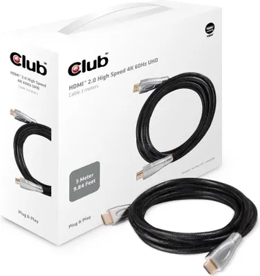 Image de Club3d CLUB3D Câble HDMI 2.0 3Mètre UHD 4K/60Hz 18Gbps  Premium Haute Vitesse