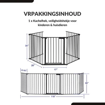 Produktbild von Buxibo Sicherheitstor für Kinder – Kaminzaun – Multifunktionszaun – Herdzaun – 310 cm – 7,5 kg