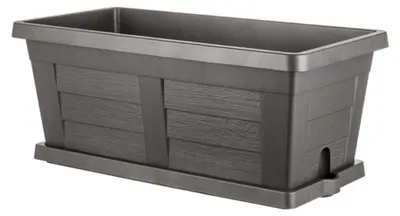 Productafbeelding van BAMA LEGNO bloembak met onderzetter, antraciet, 40 cm