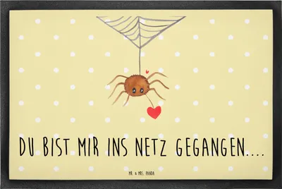Produktbild von Mr. & Mrs. Panda fußmatte Spinne Agathe Liebe 40 x 60 cm - Gelb Pastell - Geschenk, Verliebt, teppichmatte, Liebesbeweis, Schmutzfänger, Schmutzmatte, Haustürmatte