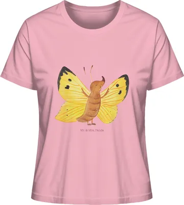 Produktbild von Mr. & Mrs. Panda damen shirt Schmetterling Zitronenfalter Größe M - Baumwolle Pink - Geschenk, Kurzarmshirt, Basic, Selbstliebe, Schmetterlinge, Lustige Sprüche, Fakt, Liebe