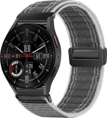 Produktbild von Smartwatch Armband für Samsung Galaxy Watch4 Classic 42mm Nylon Textil Band Ersatzband Wechselband Magnetverschluss flexibel atmungsaktiv Grau