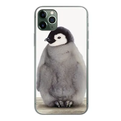 Produktbild von MuchoWow® Handyhülle Schutzhülle Hülle für iPhone 11 Pro Max Kinder - Pinguin - Grau - Tiere - Mädchen - Jungen Silikon Softcase Handy Hülle - Schutz