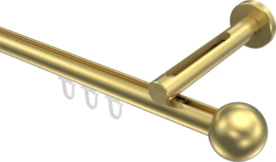 Produktbild von Interdeco Innenlaufstange / Gardinenstange mit Innenlauf Messing-Optik, Typ Siteno Luino (Kugel), 20 mm Ø 1-läufig, 480 cm