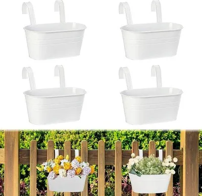Obrázek produktu pro Květináč 4 kusy velký pro rostliny 27 cm k zavěšení s drenážním otvorem (bílý)