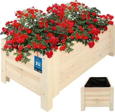 Zdjęcie produktu dla KOTARBAU® Drewniana skrzynka na kwiaty na zewnątrz Skrzynka na kwiaty długa 79cm szeroka 39cm Biała Drewniana skrzynka na kwiaty na taras i balkon Skrzynka na kwiaty o drewnianym wyglądzie Skrzynka na zioła