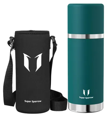 Produktbild von Super Sparrow Trinkflasche Edelstahl - Thermoskanne - 750ml - BPA-Frei Thermosflasche - Isolierflasche Auslaufsicherer Deckel Fungiert als Trinkbecher