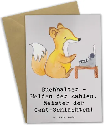 Produktbild von Mr. & Mrs. Panda Grußkarte Buchhalter Helden - Grau Pastell - Geschenk, Rechnungswesen, dankeskarten, hochzeitskarten, Cent, Finanzen, osterkarten, Beruf, Zahlen
