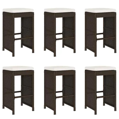 Produktbild von vidaXL Garten-Barhocker mit Kissen 6 Stk. Braun Poly Rattan