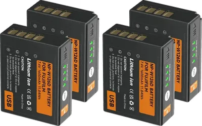 Obrázok produktu pre Batéria do fotoaparátu, nabíjanie typu C, kompatibilná s fotoaparátmi Fujifilm, 4 batérie