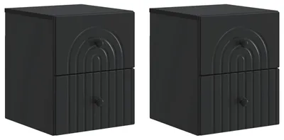 Produktbild von "2026 Moderne"Wandmontierter Nachttisch 2er-set elegantes Design - Nachtschrank - für Schlafzimmer - Schwarz 33x34,5x40cm - Nachttische & -schränke Schlussverkauf196243