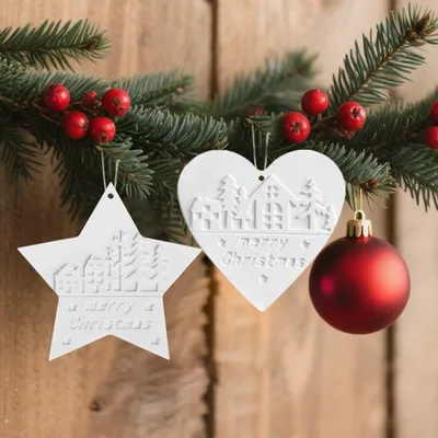 Produktbild von Silikonformen zum Gießen von Weihnachtsdekorationen, Set mit Sternen und Herzen, Weihnachtsdekoration