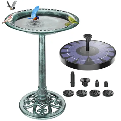 Vogelbad mit Solarbrunnen, standfest, winterfest, für Wildvögel