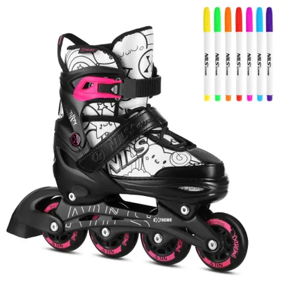 Immagine prodotto di Pattini a rotelle, pattini in linea e pattini da ghiaccio NILS EXTREME 4in1 NH10907 TINTY taglie 35-38 con 7 pennarelli indelebili