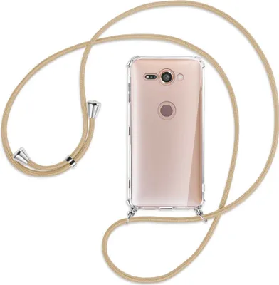 Produktbild von Handykette Backcover-Schutzhülle mit Band (Metall silberfarben) für Sony Xperia XZ2 Compact - caramel