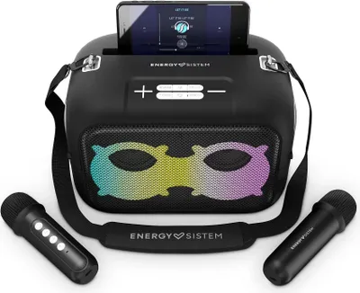 Produktbild von Energy Sistem Karaoke Star - Tragbarer Lautsprecher (Bluetooth 5.4, MP3 Player, True Wireless Stereo, LED Lights, 60W, IPX4, 2 Mikrofone, 8 Stunden de Batterie)