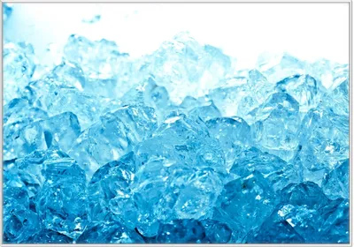 Produktbild von Wallario Wandbild Leuchtendes Eis in blau, Größe: 70,30 x 100,30 cm, Poster mit weißem Kunststoffrahmen