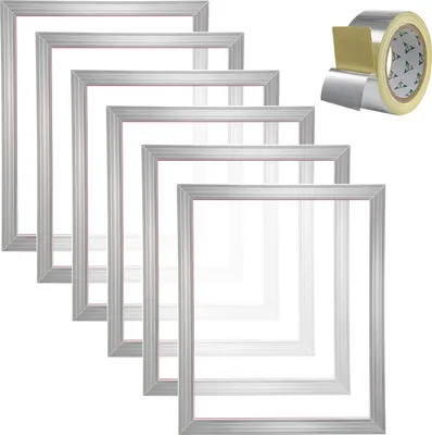 Immagine prodotto di Kit serigrafico SucceBuy, 6 pezzi, telaio in alluminio da 18 x 20 pollici, 160 maglie, rete in nylon ad alta tensione, nastro sigillante, stampa di magliette fai da te, stampa serigrafica per arti e mestieri