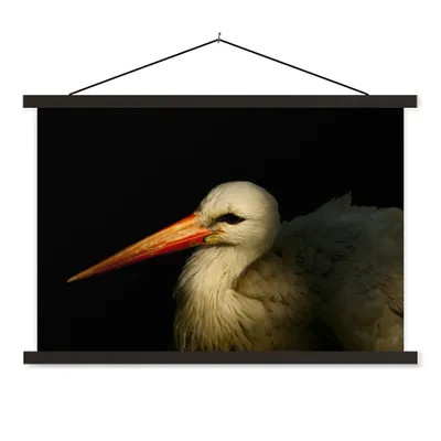 Produktbild von MuchoWow® Textilposter Vogel - Schnabel - Federn 60x40 cm mit schwarzem Rahmen - Hölzernes