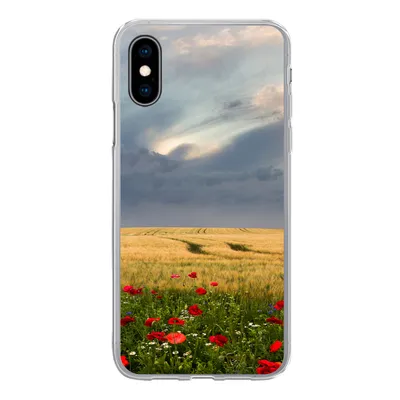 Produktbild von MuchoWow® Handyhülle Schutzhülle Hülle für iPhone X Blumen - Weizen - Wolken Silikon Softcase Handy Hülle - Handyhülle