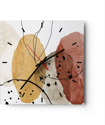 Produktbild von Wanduhr - Quadrat - Glasuhr - Aquarell Abstraktion Formen - 30x30cm - Schleichendes Uhrwerk - Lautlos - zum Aufhängen bereit - Dekoration Modern - Wanddekoration aus Glas - C3AC30x30-4658