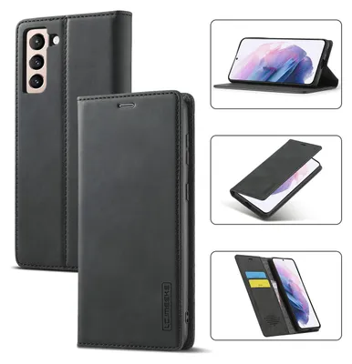Image de Galaxy S21+ Plus 5G Étui en cuir avec fonction support et porte-cartes, étui portefeuille pour Samsung Galaxy S21 Plus 5G noir