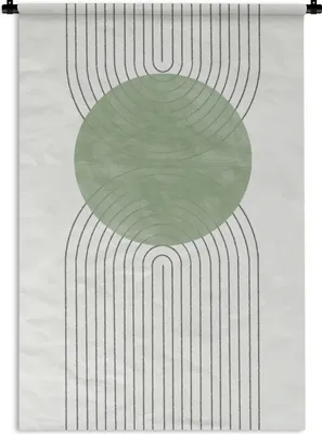 Produktbild von MuchoWow® Wandteppich Wandbehang Linien - Kreis - Grün - Abstrakt 90x135 cm Tapisserie Dekoration Wandtuch - Baumwolle - Wandskulptur