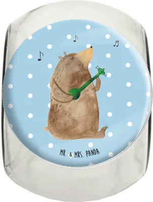 Produktbild von Mr. & Mrs. Panda Kaffeedose Bär Gitarre L 870ml - Blau Pastell - Geschenk, aufbewahrungsglas, Teddy, Aufbewahrungsdose, Bonbonglas, Bonboniere, Vorratsbehälter