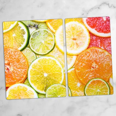 Produktbild von Glas-Herdabdeckplatten Glaskeramikkochfeld-Abdeckung Spritzschutz Glas 70x52 cm Bunte Früchte