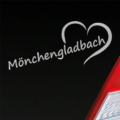 Produktbild von Auto Aufkleber Mönchengladbach Herz Stadt City Liebe Love 19,5x8 cm Silber Sticker Heckscheibenaufkleber