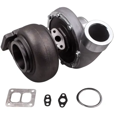 Productafbeelding van GT45 universele turbocompressor. .66 AR, V-band, T4 flens, geschikt tot 600 pk, voor motoren van 3.0L tot 6.0L