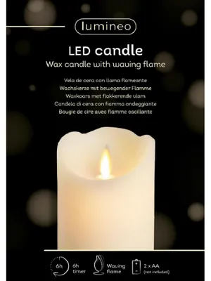 Immagine prodotto di Candela LED tremolante in cera per interni dia7,5cm H.10cm crema/bianco caldo