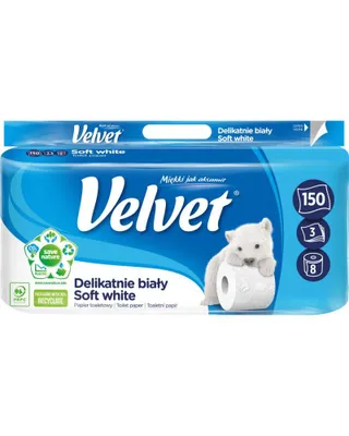 Obrázok produktu pre Velvet Delikatnie biały Papier toaletowy, 8 rolek