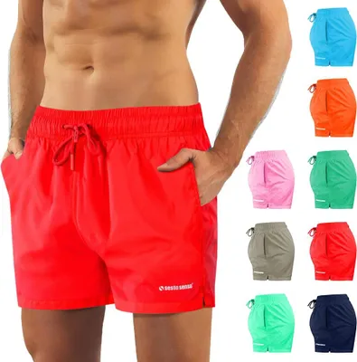 Produktbild von Sesto Senso Herren Badehose – Bequeme Badeshorts mit Innenfutter – Ideal für Strand und Schwimmbad – Rot – Größe 3XL