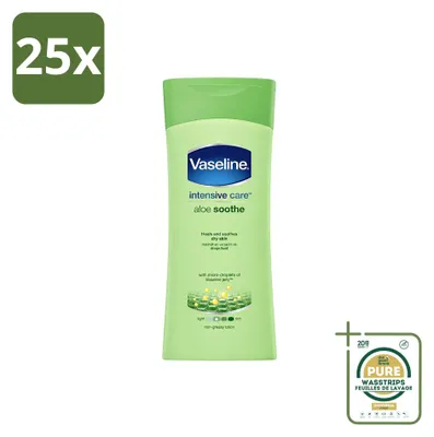 Imagen del producto de 25 unidades de loción corporal calmante de Aloe Vera Vaseline - 200 ml - Paquete de suministro