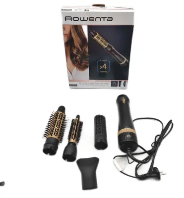 Produktbild von Rowenta Express Style CF6330F0, Heißluftbürste, Warm, Lang, Medium, Kurz, Trockenes / Nasses Haar, Schwarz, Gold, Hängeschlaufe