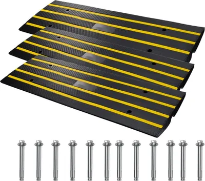 Immagine prodotto di Rampa di soglia 3x - rampa di soglia - rampa di marciapiede 122x40,5x6,5 cm - rampa stabile per sedie a rotelle e carrelli di trasporto